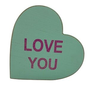 Quill to Paper Sixtrees Valentine’s Day Heart Shaped Wood Table Decor Love You